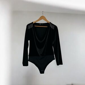 Zara Elegant Black‎ Bodysuit with Metallic Accents ✨NWOT✨